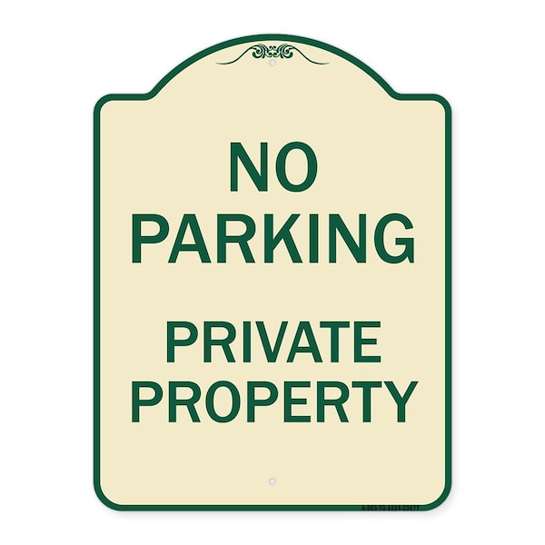 No Parking Private Property Heavy-Gauge Aluminum Architectural Sign, 24" x 18", TG-1824-23677